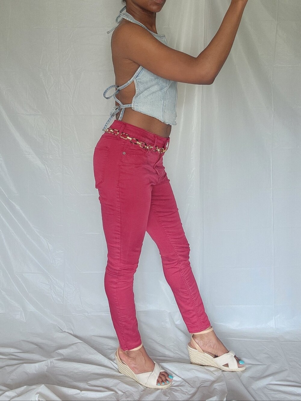 Rockstar Super Skinny High Rise Red Jeans - Picture 7 of 13